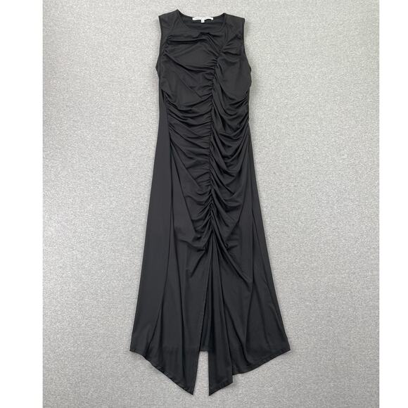 Collective Concepts Dress Size S Black Ruched Sleeveless Stretchy Bodycon Midi - Picture 3 of 14